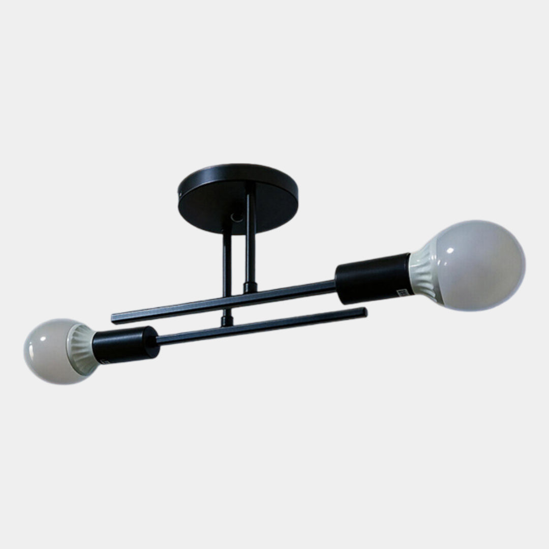 Plafonnier moderne 2 lumières | Lustre noir et doré, E27