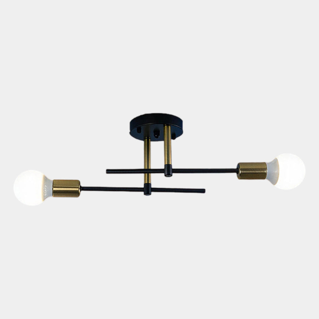 Plafonnier moderne 2 lumières | Lustre noir et doré, E27