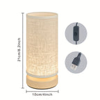 Lampe à poser en bois | Chevet USB, abat-jour en lin