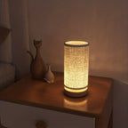 Lampe à poser en bois | Chevet USB, abat-jour en lin