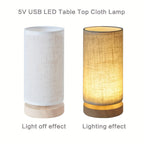 Lampe à poser en bois | Chevet USB, abat-jour en lin