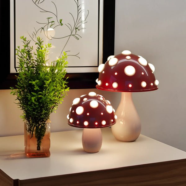 Lampe à poser champignon LED | Amanite moderne, 2 tailles