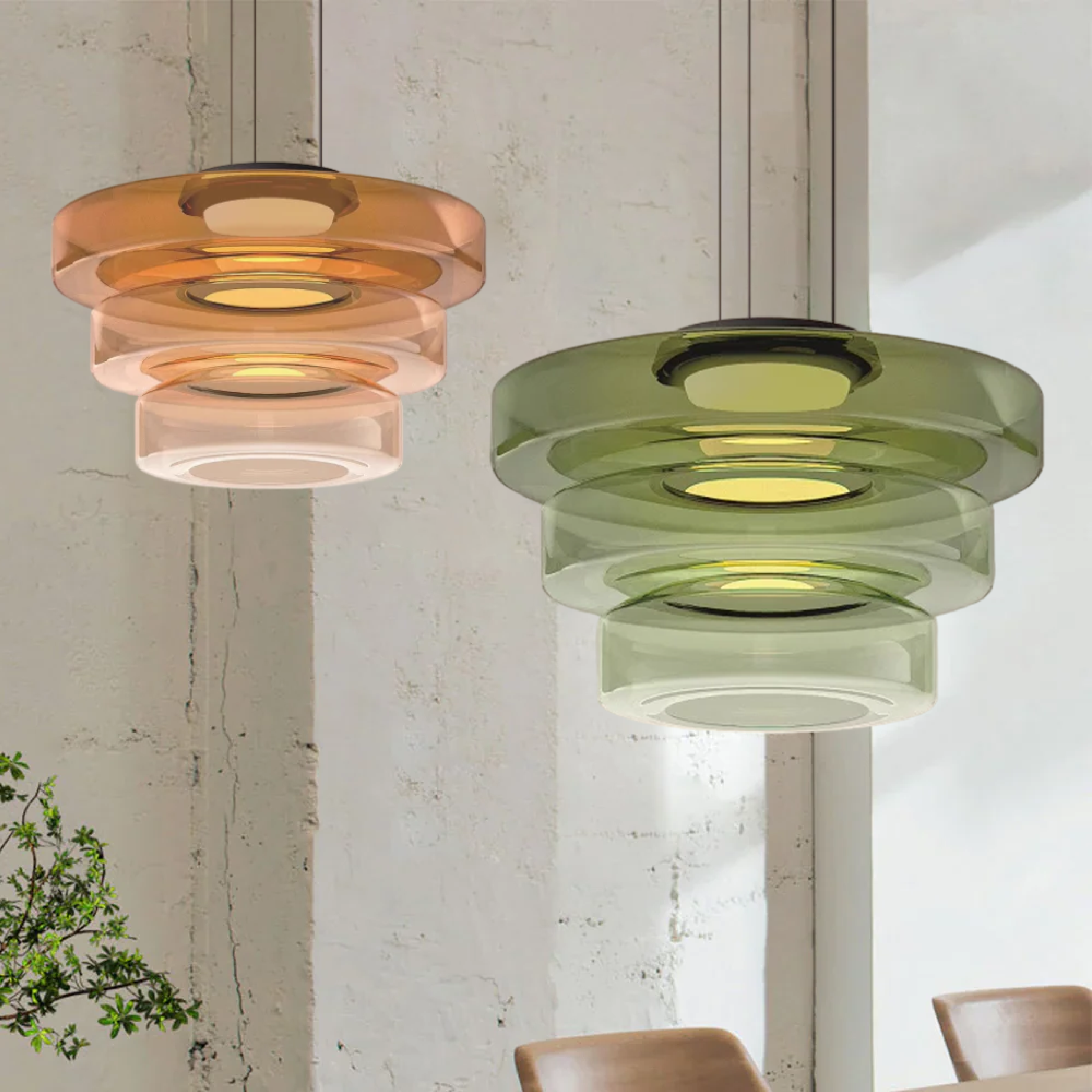 Suspension en verre Bauhaus | 3 diamètres, 3 teintes
