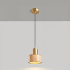Suspension cylindrique | Noyer et laiton, style japonais