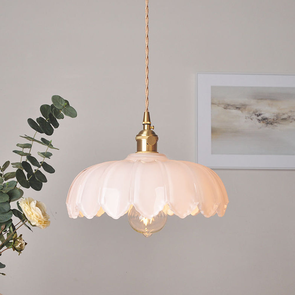 Suspension fleur vintage | Verre coloré et laiton, Ø 25 cm