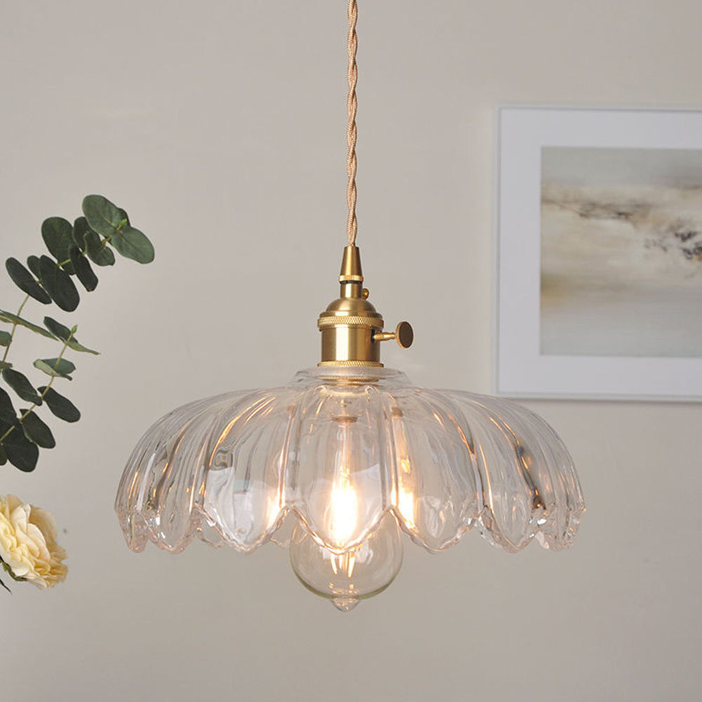 Suspension fleur vintage | Verre coloré et laiton, Ø 25 cm