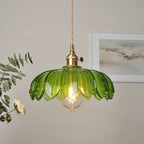 Suspension fleur vintage | Verre coloré et laiton, Ø 25 cm
