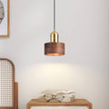 Suspension cylindrique | Noyer et laiton, style japonais