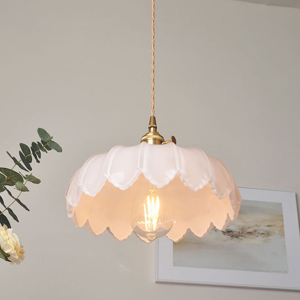 Suspension fleur vintage | Verre coloré et laiton, Ø 25 cm