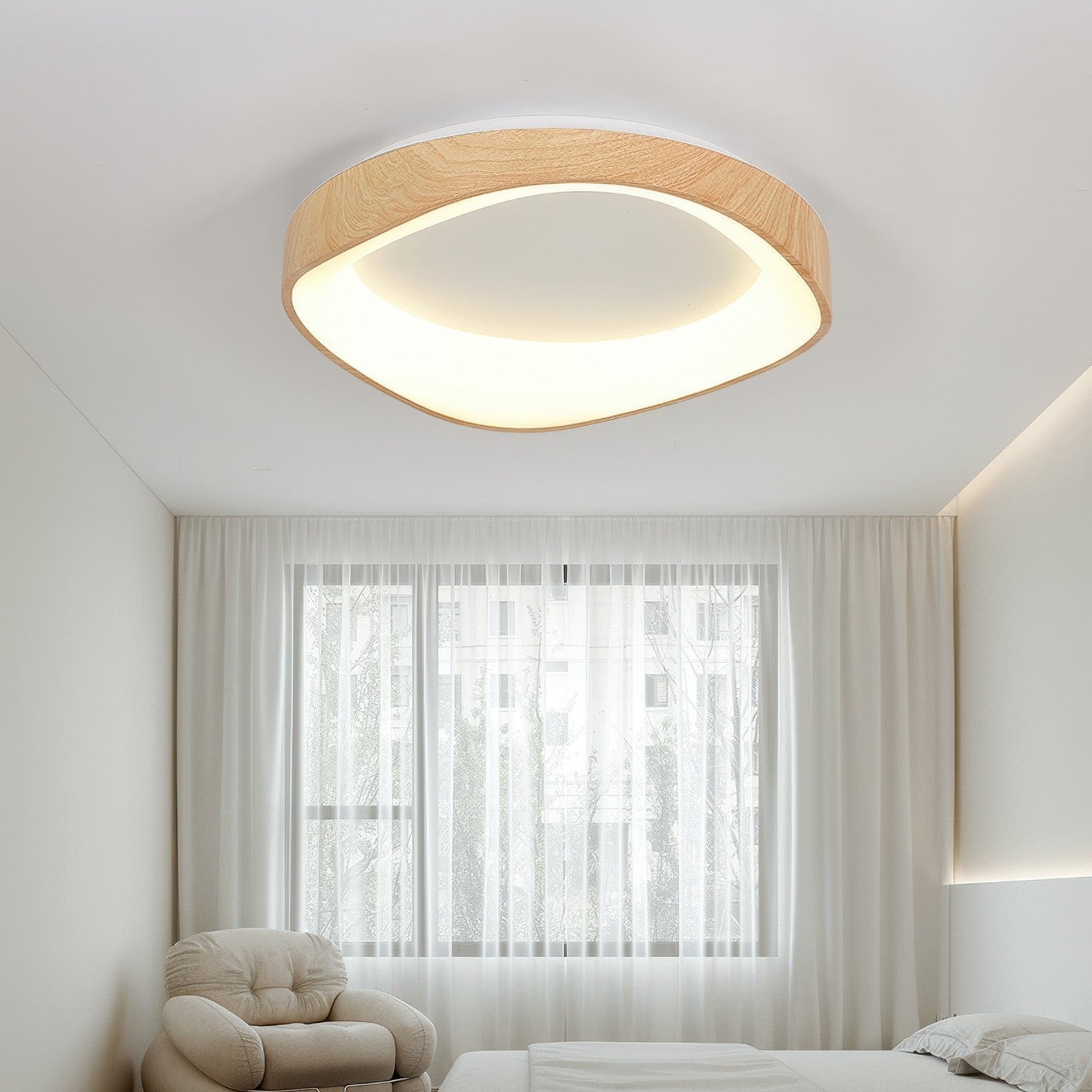 Plafonnier nordique effet bois | LED intégrée, Ø 40 ou Ø 50 cm