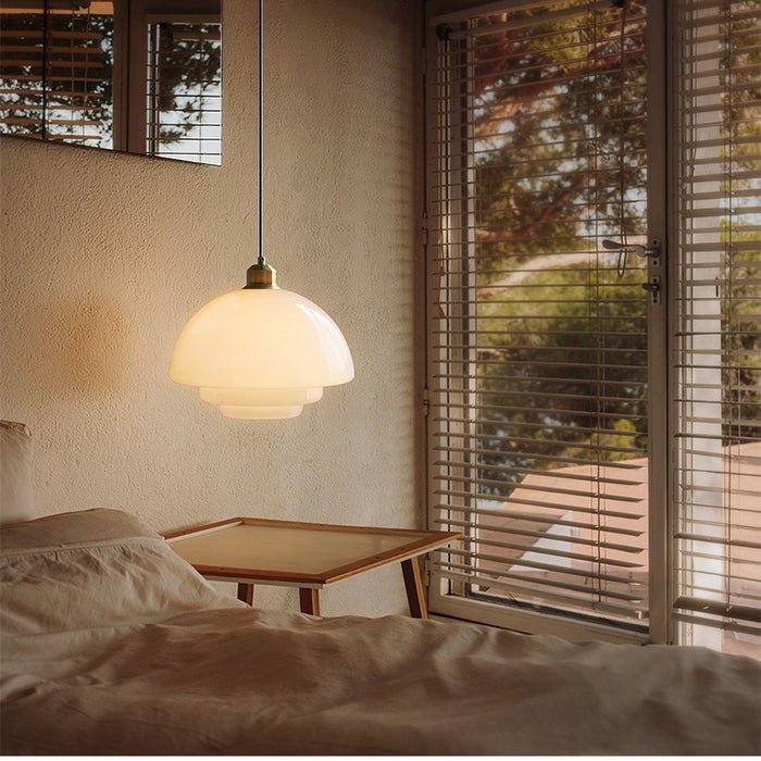 Suspension en verre blanc | Mid-century, 3 formes
