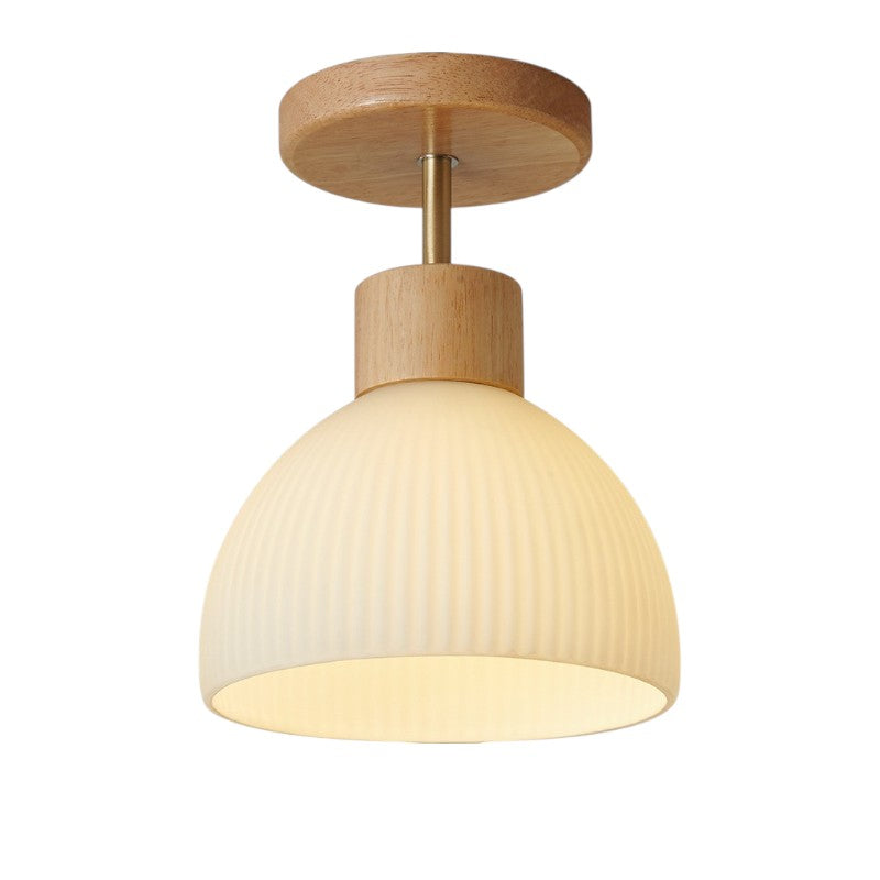 Plafonnier Ailse | Bois naturel et verre, LED Ø 18 cm