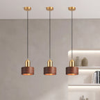 Suspension cylindrique | Noyer et laiton, style japonais