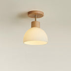 Plafonnier Ailse | Bois naturel et verre, LED Ø 18 cm