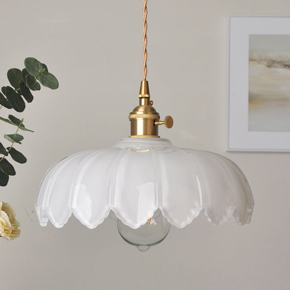 Suspension fleur vintage | Verre coloré et laiton, Ø 25 cm