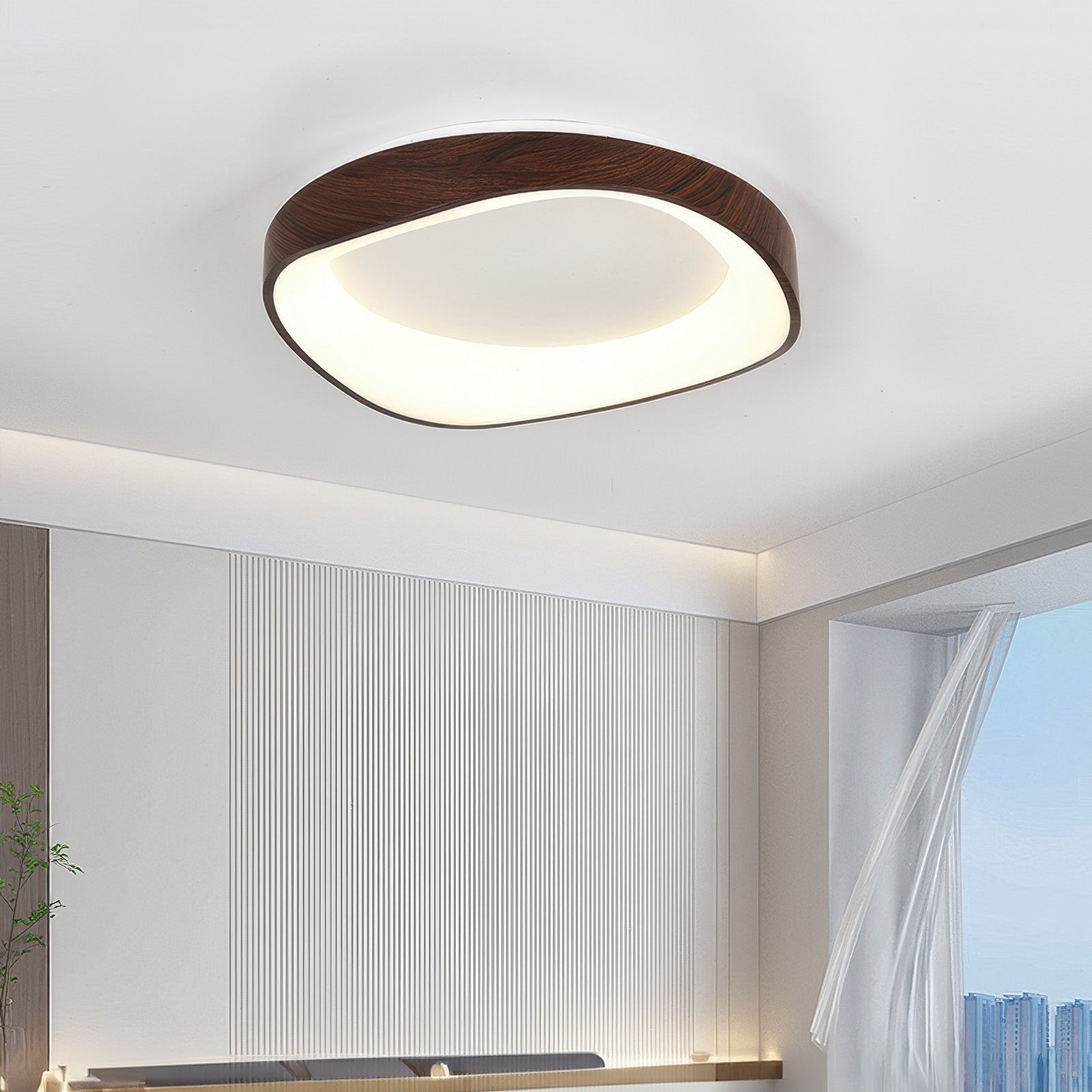 Plafonnier nordique effet bois | LED intégrée, Ø 40 ou Ø 50 cm
