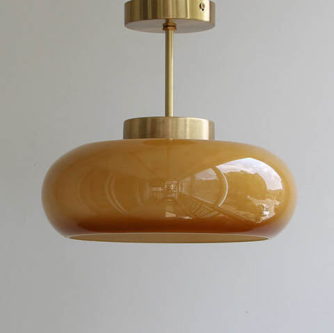 Plafonnier vintage verre ambré | Semi-encastré 28 cm