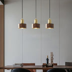Suspension cylindrique | Noyer et laiton, style japonais