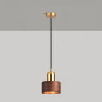 Suspension cylindrique | Noyer et laiton, style japonais