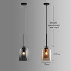 Suspension Mica mid-century | Double abat-jour en verre Ø 18 cm
