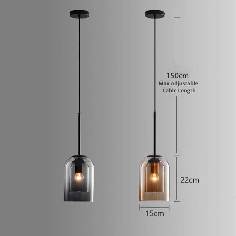 Suspension Mica mid-century | Double abat-jour en verre Ø 18 cm