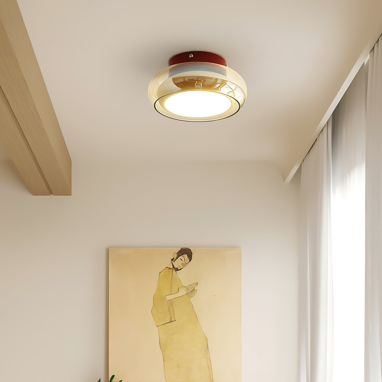 Plafonnier June en verre rétro | LED 12W, Ø 20 cm