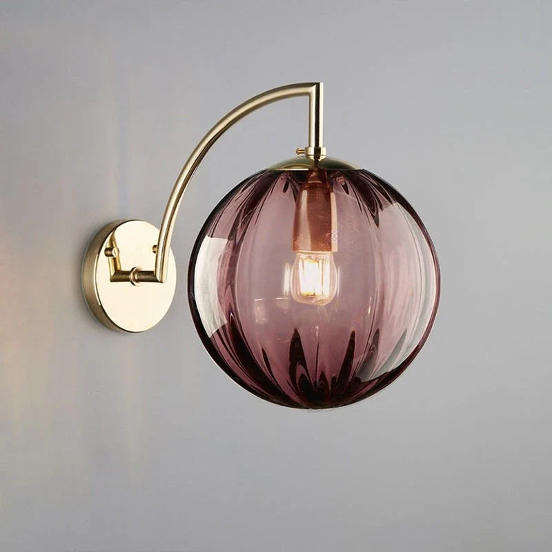 Applique boule de verre | Laiton et verre teinté, 4 coloris