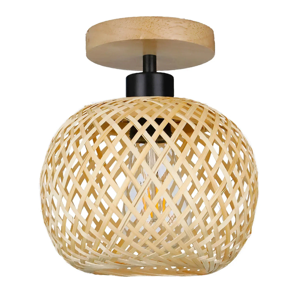 Plafonnier Natura en bambou | Tressage main, Ø 20 cm