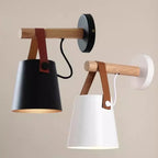 Applique nordique bois et cuir | Chevet suspendu E27