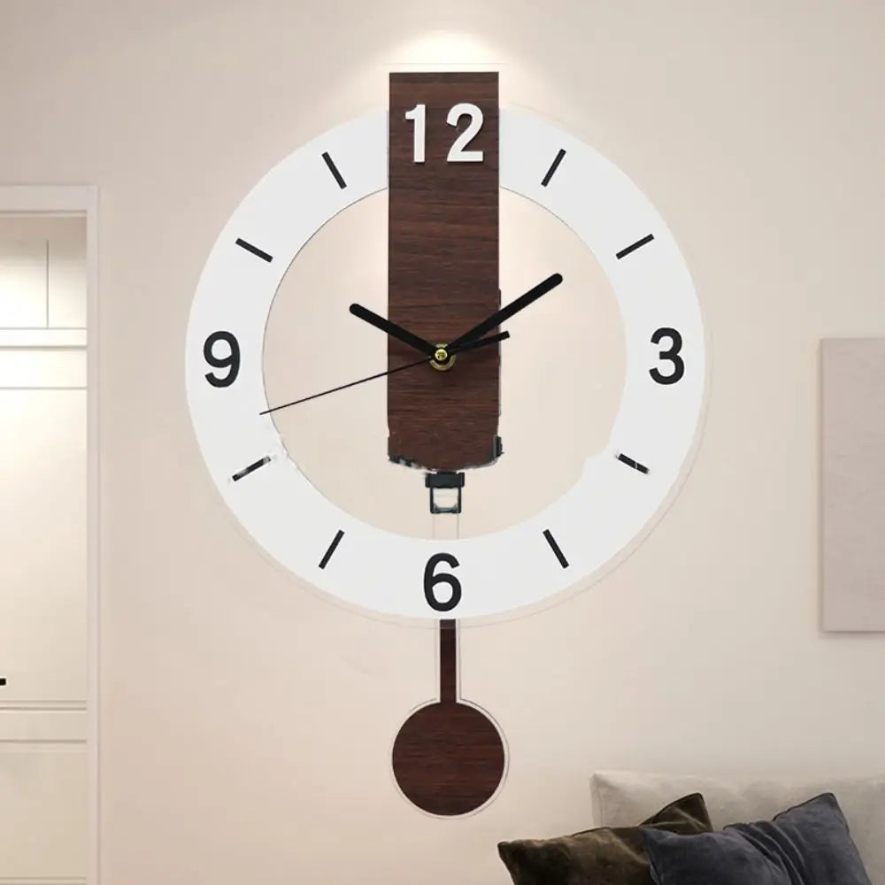 Horloge murale à balancier minimaliste | Acrylique et bois