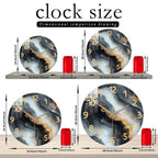 Horloge murale marbre bleu et or | Bois silencieux, 4 tailles