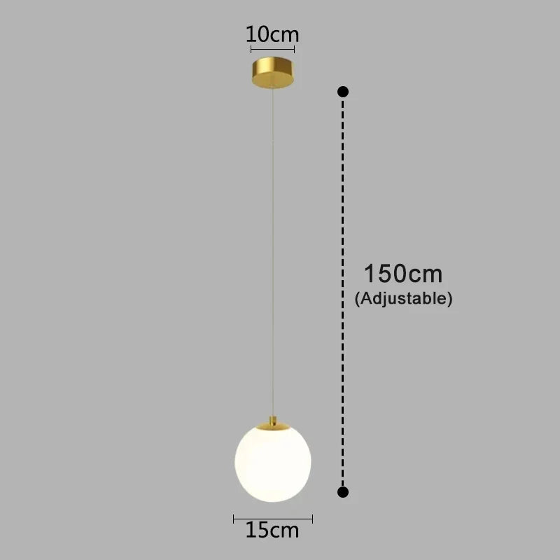 Suspension Luna | Globe en verre opalin, 1 ou 2 têtes