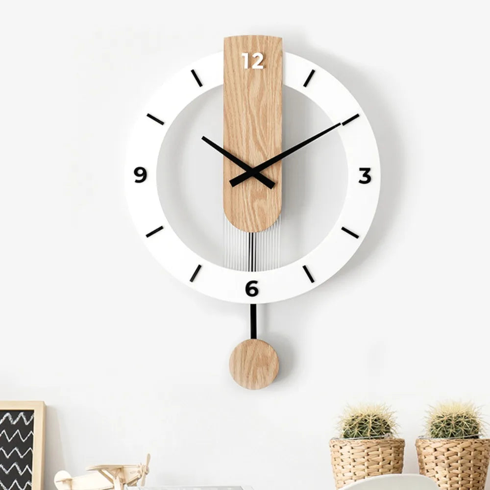 Horloge murale à balancier minimaliste | Acrylique et bois