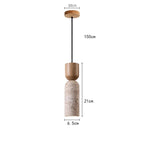 Suspension Wabi-Sabi travertin et bois | Ø 6,5 cm