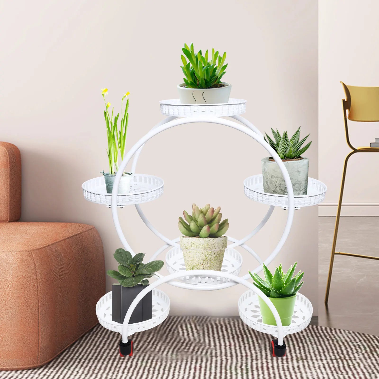 Support à plantes en métal à roulettes | 6 niveaux, 73 cm