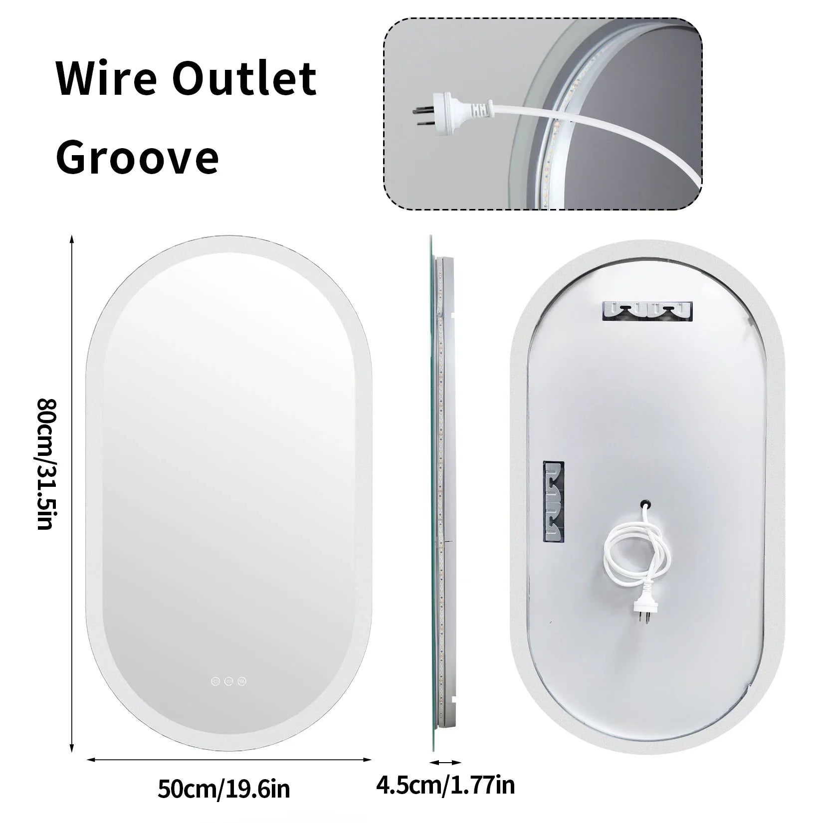 LumoOval | Miroir LED ovale anti-buée, 3 tailles