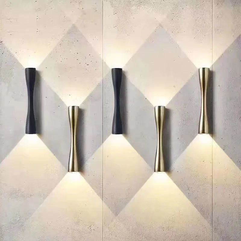 Applique murale dorée IP66 | LED haut et bas, 3 tailles