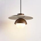 Suspension Denmark | Lustre LED en noyer et pierre, Ø 30 cm