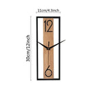Horloge murale rectangulaire 30 × 11 cm | Bois et métal fin