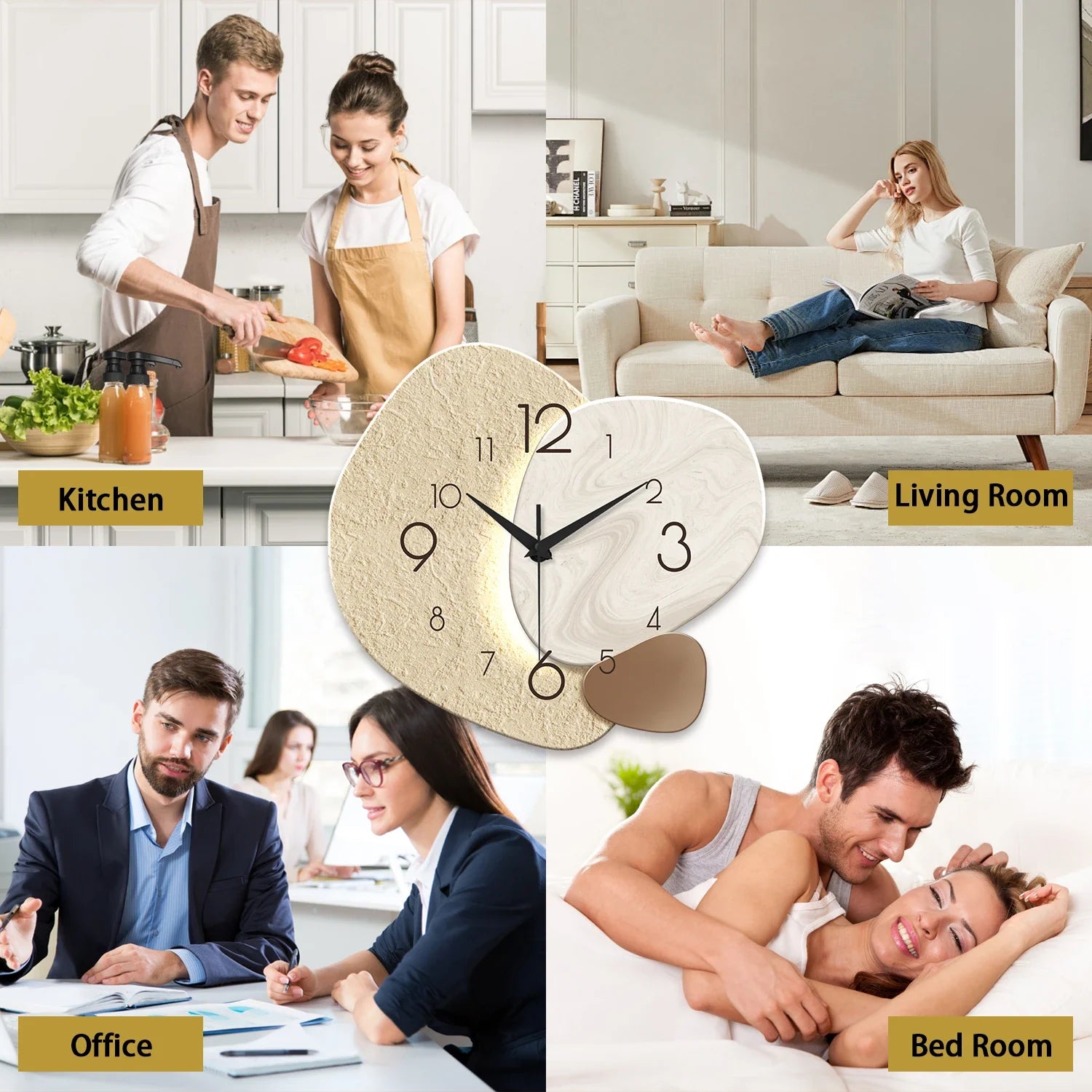 TempoStone | Horloge murale quartz silencieux, 3 tailles