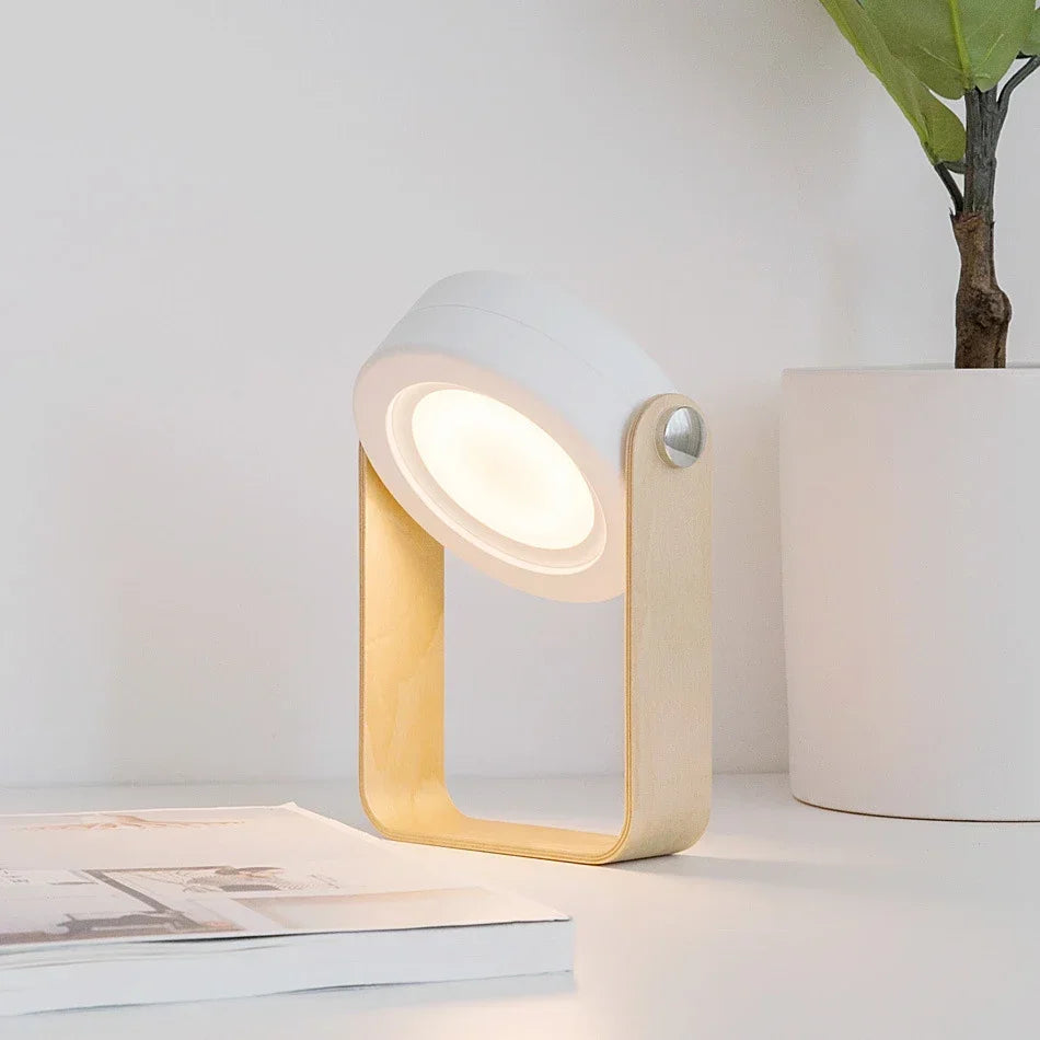 Lanterne nomade en bois | Lampe à poser pliante et rechargeable