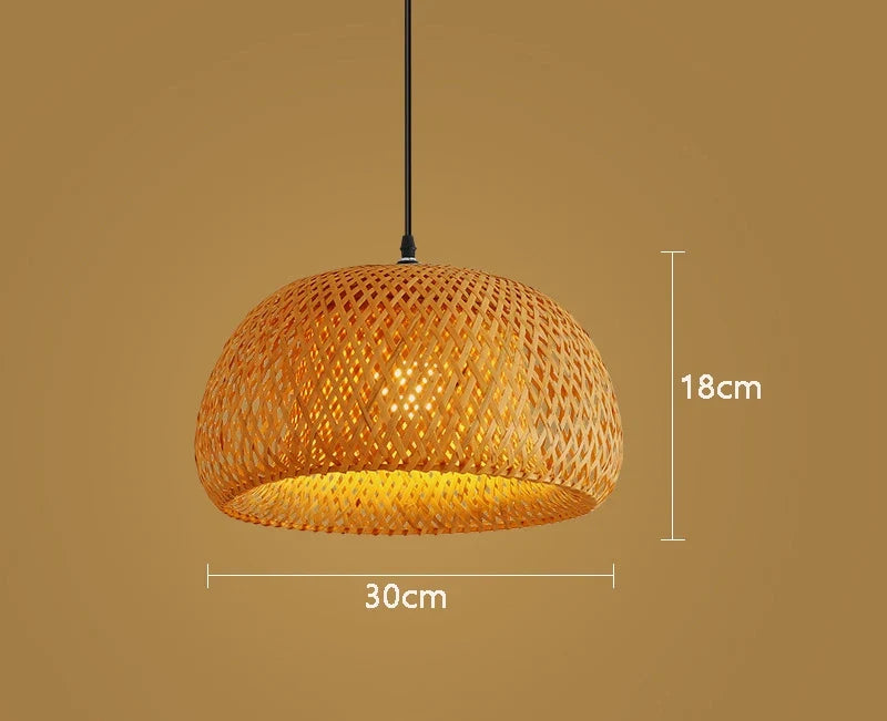 Suspension en bambou et rotin tressé main | Ø 30 cm