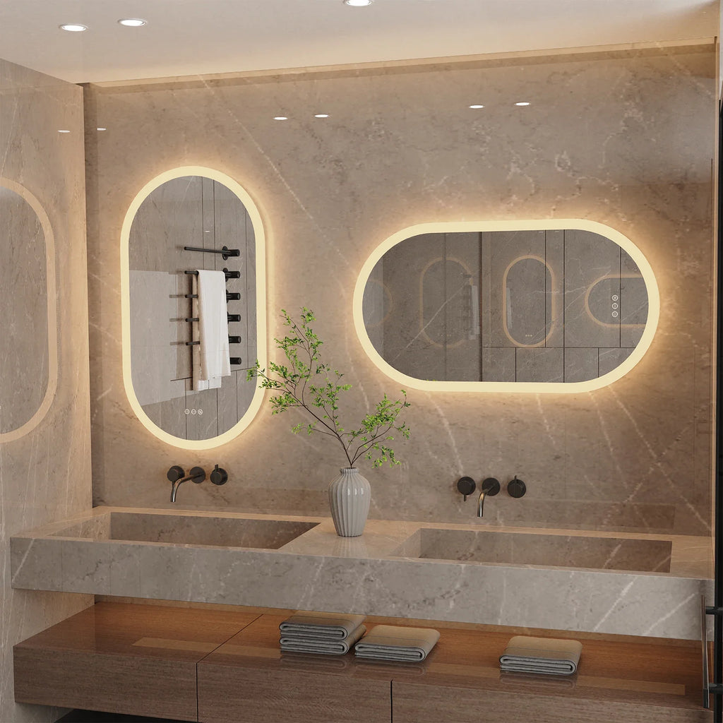 LumoOval | Miroir LED ovale anti-buée, 3 tailles