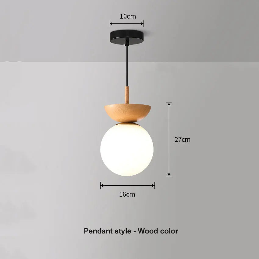 Luminaire boule de verre nordique | Bois ou noyer