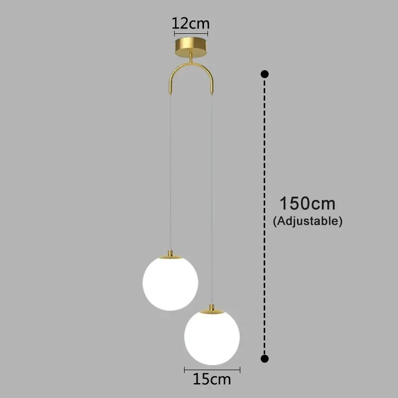 Suspension Luna | Globe en verre opalin, 1 ou 2 têtes
