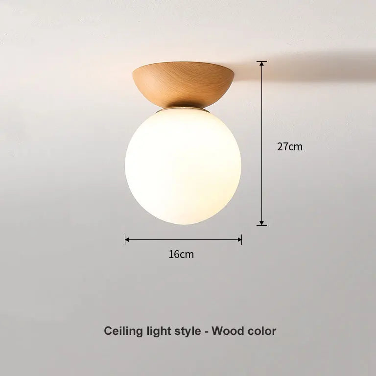 Luminaire boule de verre nordique | Bois ou noyer