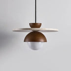 Suspension Denmark | Lustre LED en noyer et pierre, Ø 30 cm