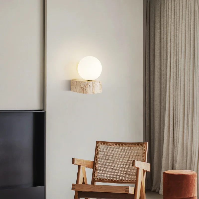 Applique en travertin | Design LED japonais, ampoule G9 incluse