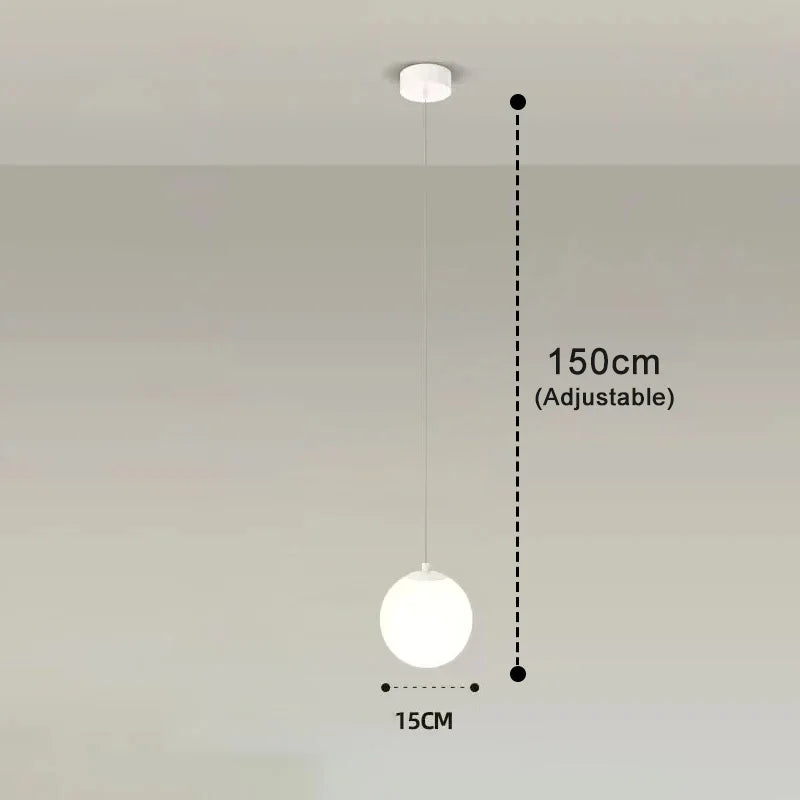 Suspension Luna | Globe en verre opalin, 1 ou 2 têtes