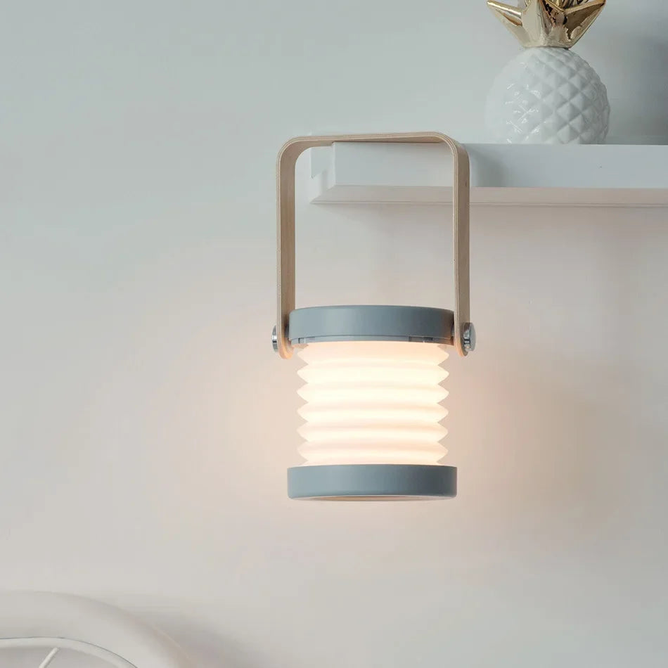 Lanterne nomade en bois | Lampe à poser pliante et rechargeable